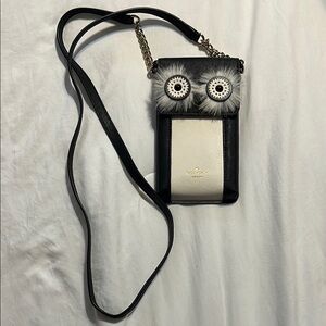 Kate Spade Black and cream Phone case Owl Crossbody Bag wallet
